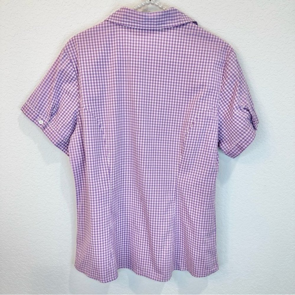 Riders by Lee Purple Lavender Gingham Short Sleeve Button Down Shirt Top Blouse - Picture 10 of 12